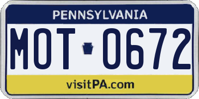 PA license plate MOT0672