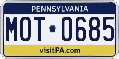 PA license plate MOT0685