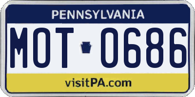 PA license plate MOT0686