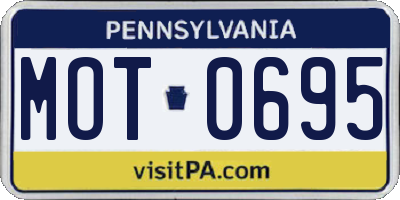 PA license plate MOT0695