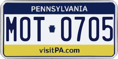 PA license plate MOT0705