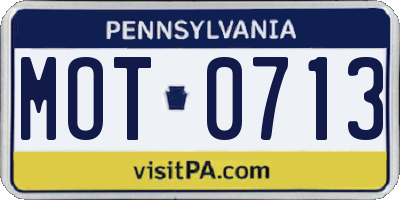 PA license plate MOT0713