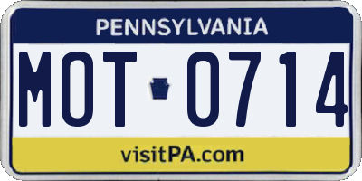 PA license plate MOT0714