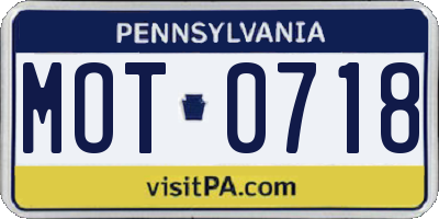PA license plate MOT0718