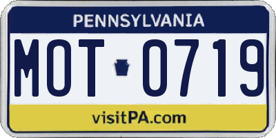 PA license plate MOT0719