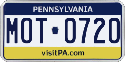 PA license plate MOT0720