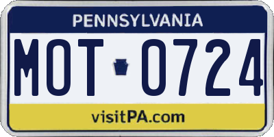 PA license plate MOT0724
