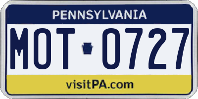 PA license plate MOT0727