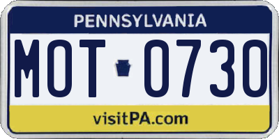 PA license plate MOT0730