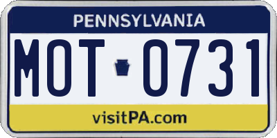 PA license plate MOT0731