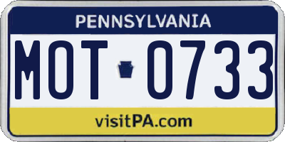 PA license plate MOT0733