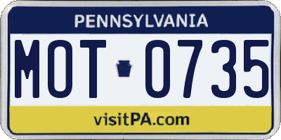 PA license plate MOT0735