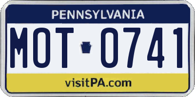 PA license plate MOT0741