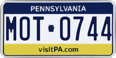 PA license plate MOT0744