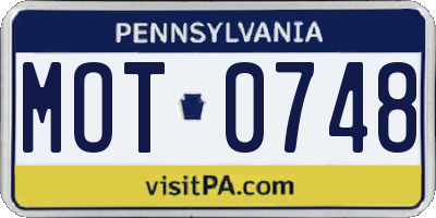 PA license plate MOT0748