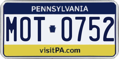 PA license plate MOT0752