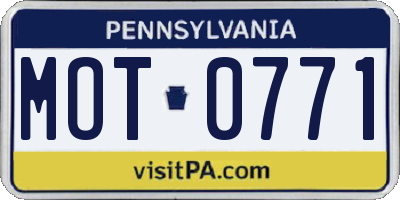 PA license plate MOT0771