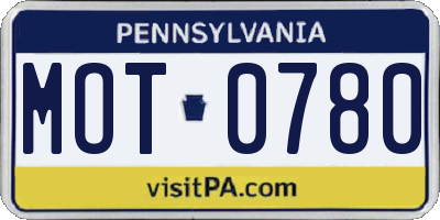 PA license plate MOT0780