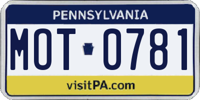 PA license plate MOT0781