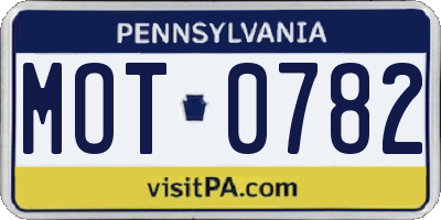 PA license plate MOT0782