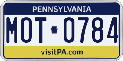 PA license plate MOT0784