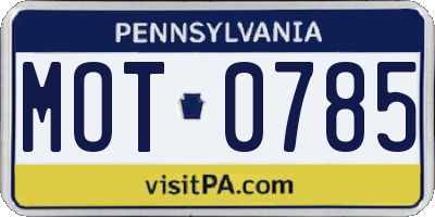 PA license plate MOT0785