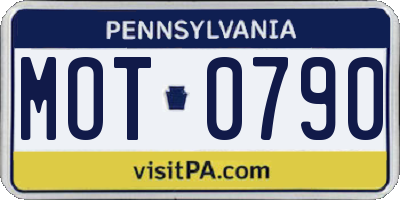 PA license plate MOT0790