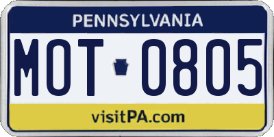 PA license plate MOT0805