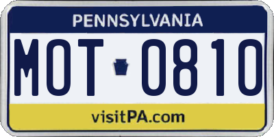 PA license plate MOT0810