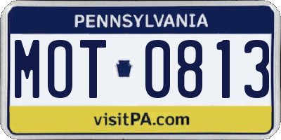 PA license plate MOT0813