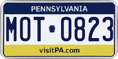 PA license plate MOT0823