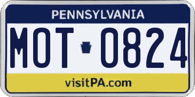 PA license plate MOT0824
