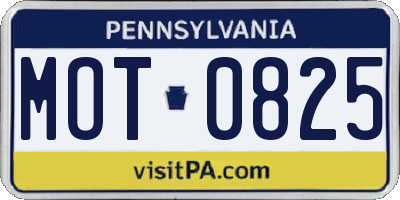 PA license plate MOT0825