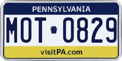 PA license plate MOT0829
