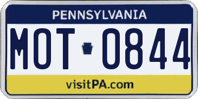 PA license plate MOT0844