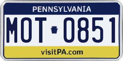 PA license plate MOT0851