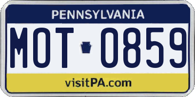 PA license plate MOT0859