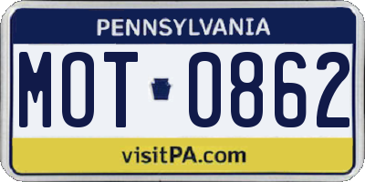 PA license plate MOT0862