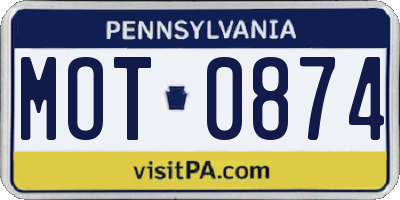 PA license plate MOT0874