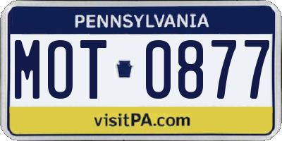 PA license plate MOT0877