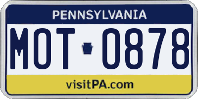 PA license plate MOT0878