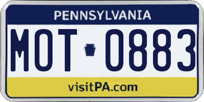 PA license plate MOT0883