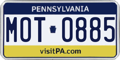 PA license plate MOT0885