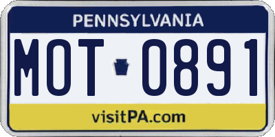 PA license plate MOT0891