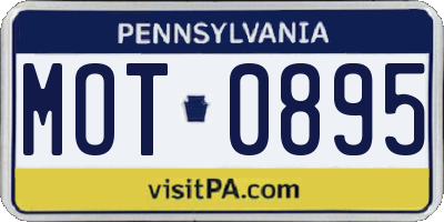 PA license plate MOT0895