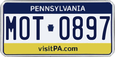 PA license plate MOT0897