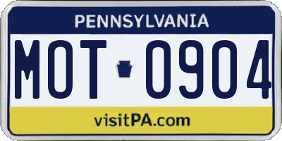 PA license plate MOT0904