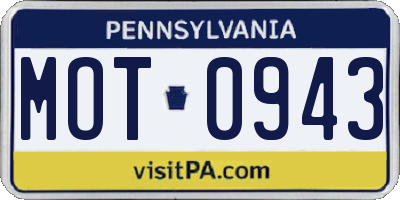 PA license plate MOT0943