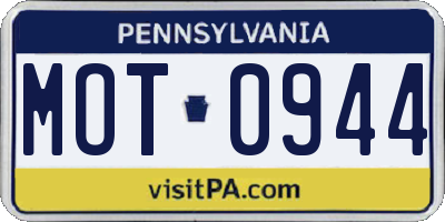 PA license plate MOT0944