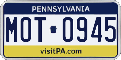 PA license plate MOT0945